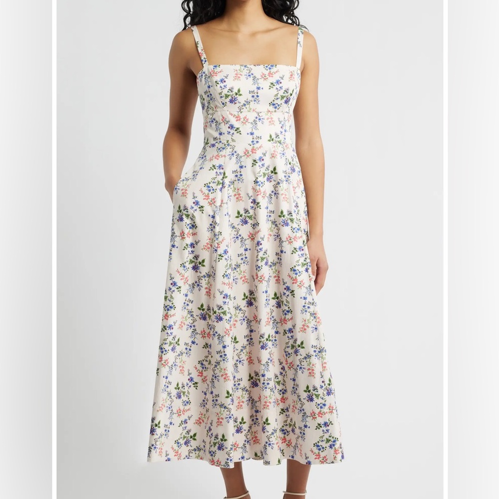 Tuckernuck Hill House The Margot Midi Dress Scallop Bow Chintz Floral Large